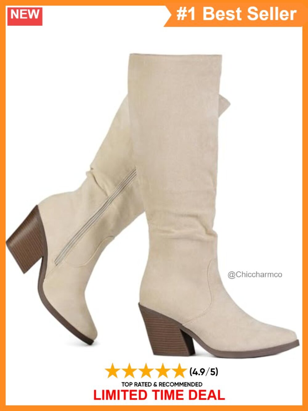 Faux Suede Knee High Boots Chunky Heel Slouch Tall